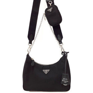 Prada ReEdition 2005 Saffiano Leather Chain Shoulder Bag Black